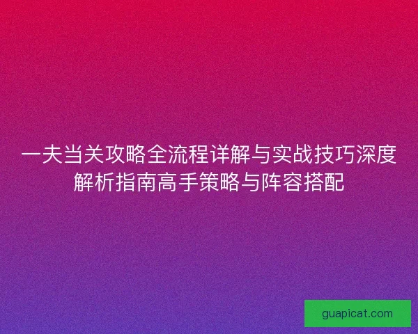 一夫当关攻略全流程详解与实战技巧深度解析指南高手策略与阵容搭配